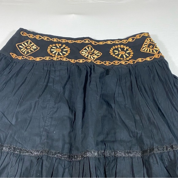 Boho Rafaella Full Midi Skirt Black Beaded Festival Aline Bohemian Size … - Picture 3 of 11